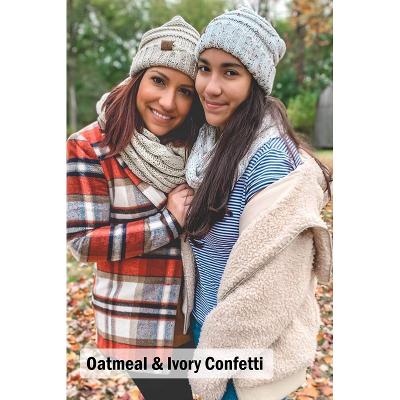 Oversized Slouchy Beanie Matching Scarf Winter Set Bundle - Black