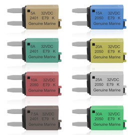 ATM Manual Resettable Fuse Low Profile Mini Blade Fuses 5A 6A 7.5A 10A 15A 20A 25A 30A Amp Automotive Circuit Breaker Fuses Reset Fuses Assortment Kit Boat Marine RV Car Truc DC 12V 28 Volts