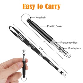 LYZPET Dog Whistle, Dog Whistle to Stop Barking Neighbors Dog, Adjustable Ultrasonic Silent Training Device, Black