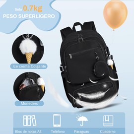 Mochila para Mujeres, Mochila para Laptop de 15,6 para Casual, Negocios, Trabajo, Viajes Mochila para Mujeres y hombres, Negro