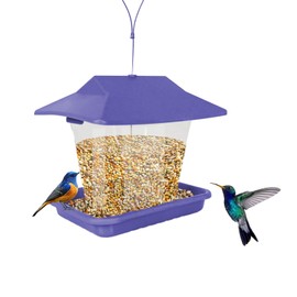 Bird Feeders for Outdoors Hanging - Wild Bird Feeder Squirrel Proof,Plastic,Perfect Latch 3LBs Capacity,Kind to Small Birds Blue Bird (Purple,1 Pack)