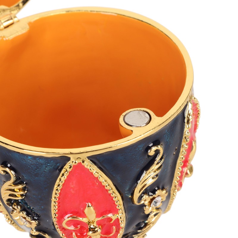 Egg Shaped Trinket Boxes Rhinestones Inlay Hand Painted Enamel Delicate