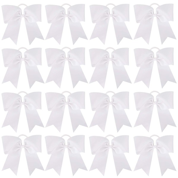 16PCS 8" Large Cheer Hair Bows Ponytail Holder Elastic Band