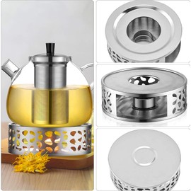Hsthe Sea Tea warmer for teapot, tea coffee warmer stainless steel with tea light holder, tea base, tea cosy, coffee cosy, tea light, suitable for all teapots, silver colour