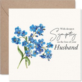 Sympathy Card - Deep Sympathy Loss of Your Husband - Bereavement Card for Wife Partner, 145mm x 145mm Partner Spouse Mournful Greeting Cards