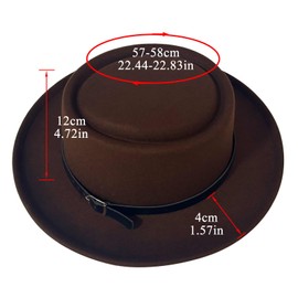 Cotilafi Pork Pie Hat Flat Top Fedora, Vintage Panama Classical Jazz Party Hats, Outdoor Travel Street Cap Sun Caps Deeppurple