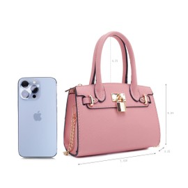 EVVE Women's Evening Bag Party Clutches Mini Satchel Purses Cocktail Prom Handbags with Chain and Lock, Pink