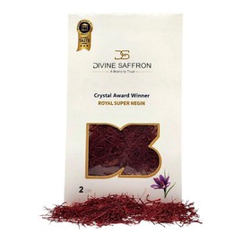 Divine Saffron, Refill Package Award Winner Pure Premium All Red Saffron Threads, Grade A+ Royal Super Negin Non-GMO Verified. For Tea, Paella, Rice, Desserts, Golden Milk and Risotto (2 Grams)