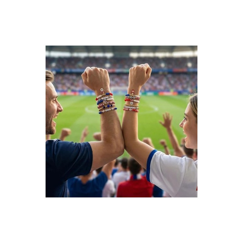 12pcs USA Soccer Charm Bracelet Set for Football Fans