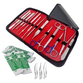 Premium A2ZSCILAB 44 Pieces Instruments Kit Veterinary Scissors Forceps Needle Holders Scalpel Handle, Stainless Steel All in One