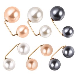 HEALLILY 6 Pcs Pearl Brooch Pin Safety Pin Cardigan Clip Shawl Collar Waist Cincher Pin for Women (Random Style), Faux Pearl Metal