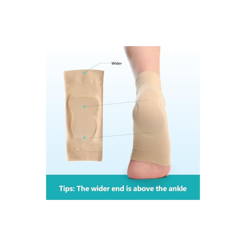 Achilles Tendonitis Support Heel Protector - Compression Padded Sleeve Socks