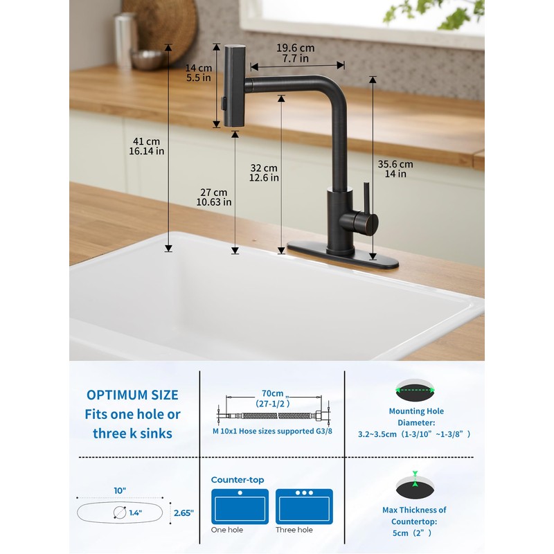 Kitchen Faucets with Pull Down Sprayer,Waterfall Kitchen Sink Faucet,Commercial Utility