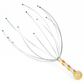 12Finger Handheld Home Head Massager Tingler,Head Massager,Head Whisk Massager,Hair Stimulation and Body Stress Relax,Head Scratcher Scalp Massager,Stocking Stuffer for Head Body Relaxing Wood Handle