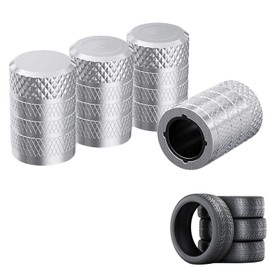 Corrosion Resistant (Silver) Aluminium Tyre Wheel Alloy Valve Caps Dust Caps (4 Pack) Universal for Cars, SUVs, Bicycles, Motorcycles, Trucks | Plastic Insert | Screw-On