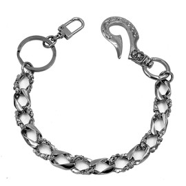 UNIQSUM Medieval Knight Cross Hook Keychain Flat Soft Curved Wallet chain Biker Punk chain (13.75inch, Gun-Metal)