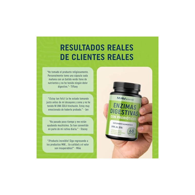 MAV Nutrition Enzimas Digestivas con Probióticos, 60 Cápsulas