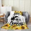 Girls Camper Fleece Throw Blanket Rustic Sunflower Camping Fuzzy Blanket
