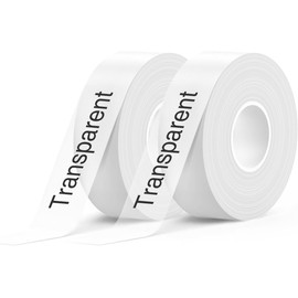 SUPVAN Thermal Label Tape, E10 Label Paper, Continuous Label Tape, 15 mm x 6 m, Waterproof Labels, Suitable for Home, Office, School (Transparent), 2 Pack