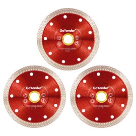 GoYonder Super Thin Grinder Blades Tile Blade, Diamond Saw Blade for Cutting Porcelain Tiles Granite, 125mm Tile Cutting Blade for Angle Grinder, 4.5''-Red-3pcs
