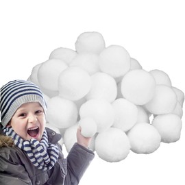 POPOYU Artificial Snowballs Thrower Indoor 7 cm, Pack of 30 White Plush Snowball for Hanging, Cotton Balls, Artificial Snow, Decoration for Children, Indoor Snowball Fight, Christmas Trees