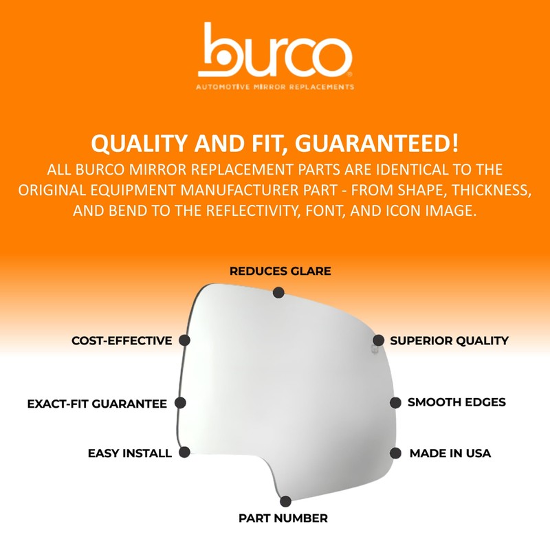 Burco 4425HB Driver Side View Mirror Heated with Blind Spot,