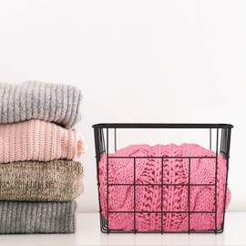 Relaxdays Wire Basket Set of 3 Rectangular Mesh Basket for Storage H x D 15.5 x 28 x 20 cm Decorative Metal Basket Black