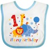 inktastic Safari 1st Birthday Baby Bib White and Blue 60e4