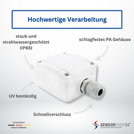 SENSORSHOP24 Outdoor Temperature Sensor Pro with Matching Temperature Sensor Outdoor Sensor with Robust Housing Sensor UV-Resistant Weather Resistant (PT100 Class B / 2 Conductors)