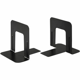 Business Source Heavy-Gauge Steel Bookends - 5.3" Height x 5" Width x 4.8" Depth - Black - 6/Box