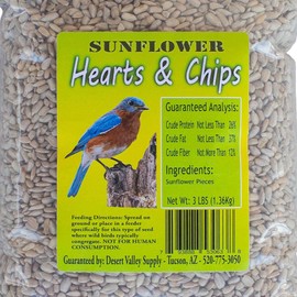Desert Valley Premium Sunflower Seed Hearts and Chips - Wild Bird Food, Cardinals, Jays & More (3-Pounds)