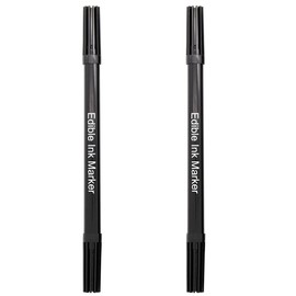 Edible Markers Food Coloring Pens Fine and Thick Tip Food Grade Gourmet Writers for Cookies Fondant Cakes Baking Party Decorating Drawing Writing(Blcak 2PCS)