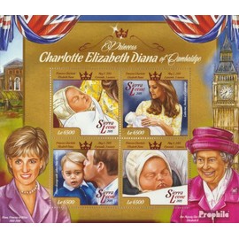 Sierra Leone 6098-6101 Sheetlet (complete. issue.) unmounted mint/never hinged ** MNH 2015 Princess Charlotte (Stamps for collectors) British royal family (Diana, Charles, Elisabeth ..)