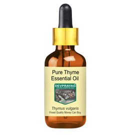 Devprayag Pure Thyme Essential Oil (Thymus vulgaris) with Glass Dropper Natural Therapeutic Grade Steam Distilled 10ml (0.33 oz)