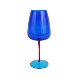Vietri Pompidou Wine Glass Handblown Elegant Design Glass Aesthetic Barware for Entertaining and Drinking - 9 Inch Blue