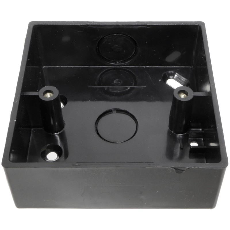 Black Pattress Box Single 32mm PVC Surface Box with Knockouts