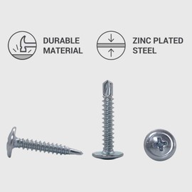 (Pack of 50) Zinc Plated Steel 4.2 x 25mm Screws, Phillips Modified Truss Head, Self Drilling Tapping Screw, Self Tapping (50, 4.2 x 25mm)