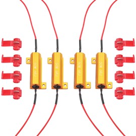 LUYED 4PCS 50W 6ohm Load Resistors Kit Fix LED Bulb Fast Hyper Flash Turn Signal Blink Error Code,with 8 T-Tap Connectors