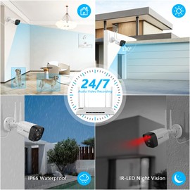 (4-Antennas Strong Signal) Outdoor Wireless Security Camera System Video Surveillance WiFi Cameras Systems