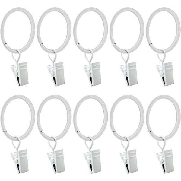 LimoStudio [Set of 10] White Metal Ring Clips for Studio Backdrop Background, Compatible with Backdrop Stands, Background Support Stand, Curtain Ring, Drapery Ring Clip, AGG3358