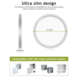 hepside 1PACK Flush Mount LED Ceiling Light Fixture Brushed Nickel, 12Inch 28W, Dimmable 3000K-4500K-6000K 3 Color Selectable Ceiling Lamp 3200LM Low Profile Ceiling Light for Kitchen Bedroom Hallway