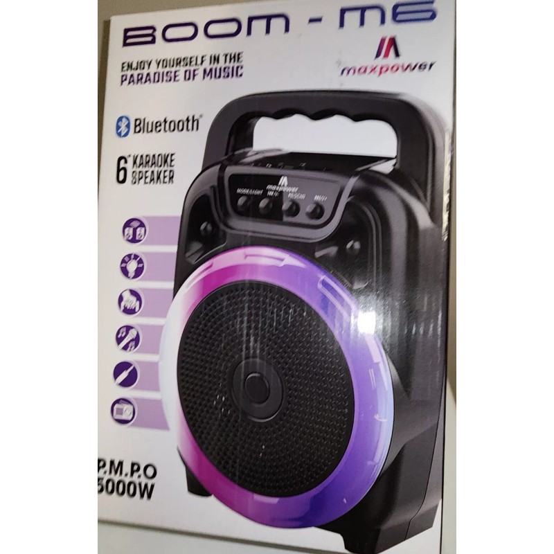 Maxpower BOOM M6 6" Portable Karaoke speaker with LED lights