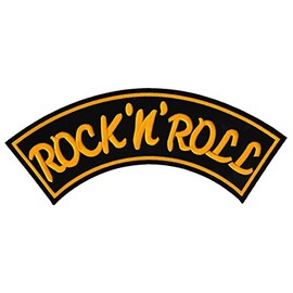 Large Rock 'N' Roll Back Patch Yellow - 33.4 x 13.8 cm - Embroidered Top Rocker Patch for Top Arch, XXL Back Patch, Music Patch Back Patch for Jacket Cowl Leather Vest - High Quality Embroidery