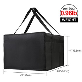 Bodaon Insulated Pizza Delivery Bags, 20" x 20" x 14" Insulated Food Delivery Bag for Rideshare Drivers, Pizza Pack, Pizza Hot Warmer Carrier, Food Warmers for Parties Insulation (Black, 1Pk)