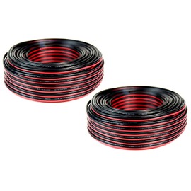 2 Rolls 20 Gauge 100 Feet Red Black Speaker Wire Copper Clad CCA (200 FT Total)