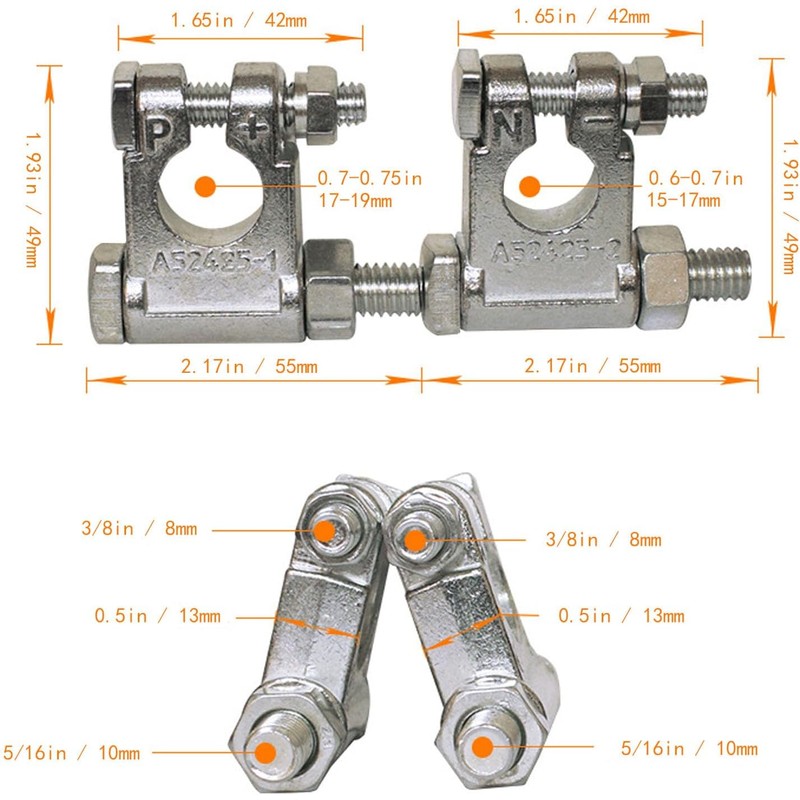 DLronwey Battery Terminal Connectors,Military Spec Positive Negative Heavy Duty Battery