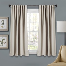 Lush Decor Wheat 1 Insulated Back Tab Blackout Window Curtain Panel Pair, 63" L x 52" W, x x W