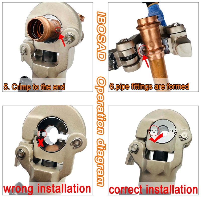 IBOSAD Copper Tube Fittings Hydraulic Pipe Crimping Tool with 1/2",3/4"