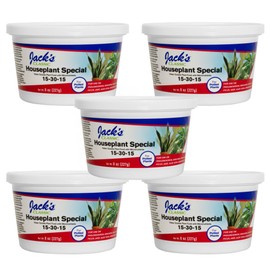 Jack's Classic 15-30-15 Houseplant Special Water-Soluble Fertilizer with Micronutrients to Green-Up and Increase Blooms in Houseplants, 8oz, 5 Pack