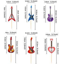 Blumomon 24 pezzi rock musico torta topper chitarra, chitarra elettrica decorazione festival festa